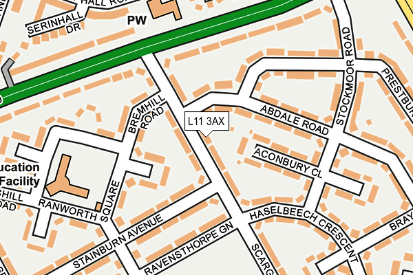 L11 3AX map - OS OpenMap – Local (Ordnance Survey)
