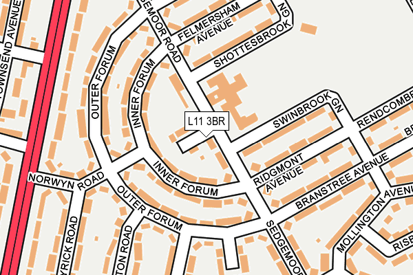 L11 3BR map - OS OpenMap – Local (Ordnance Survey)