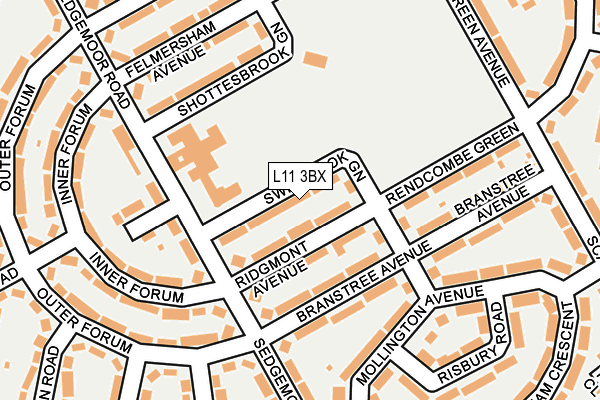 L11 3BX map - OS OpenMap – Local (Ordnance Survey)