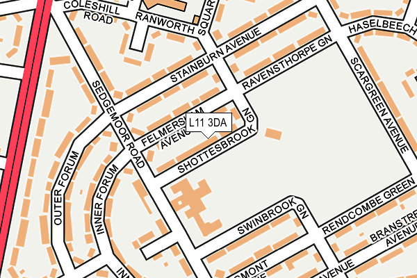 L11 3DA map - OS OpenMap – Local (Ordnance Survey)