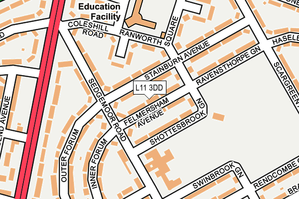 L11 3DD map - OS OpenMap – Local (Ordnance Survey)