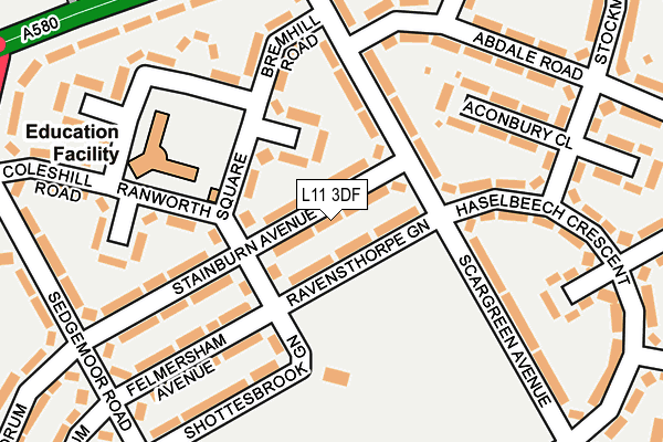 L11 3DF map - OS OpenMap – Local (Ordnance Survey)