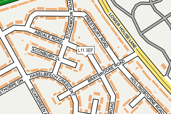 L11 3EF map - OS OpenMap – Local (Ordnance Survey)