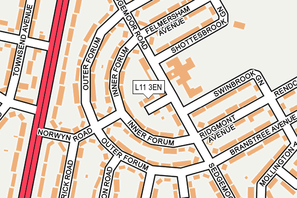 L11 3EN map - OS OpenMap – Local (Ordnance Survey)