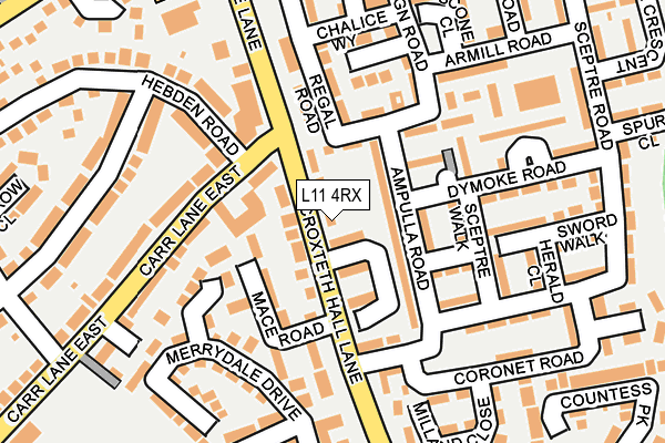 L11 4RX map - OS OpenMap – Local (Ordnance Survey)