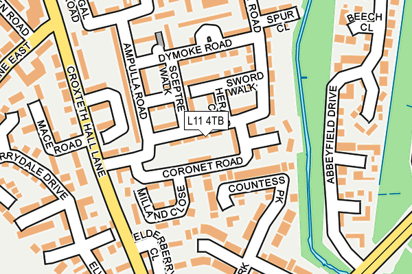 L11 4TB map - OS OpenMap – Local (Ordnance Survey)