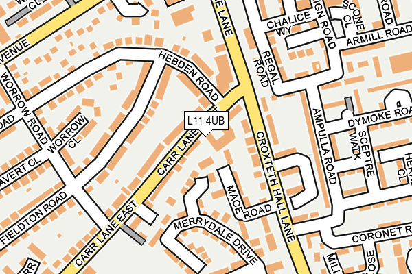 L11 4UB map - OS OpenMap – Local (Ordnance Survey)