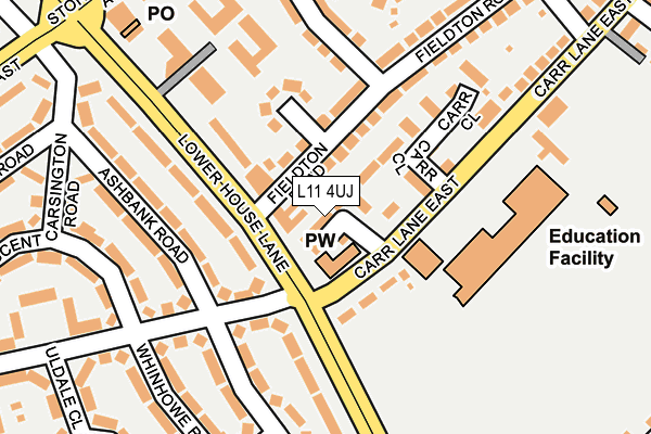 L11 4UJ map - OS OpenMap – Local (Ordnance Survey)