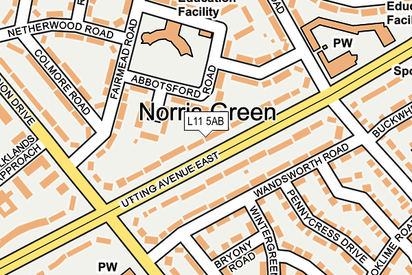 L11 5AB map - OS OpenMap – Local (Ordnance Survey)