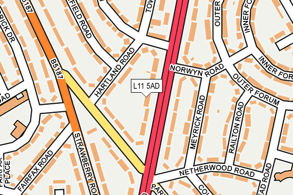 L11 5AD map - OS OpenMap – Local (Ordnance Survey)