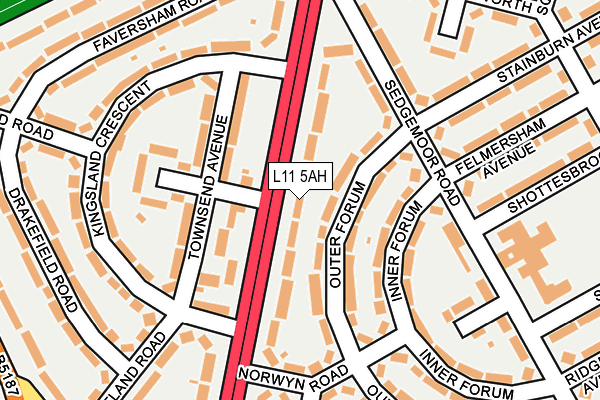 L11 5AH map - OS OpenMap – Local (Ordnance Survey)