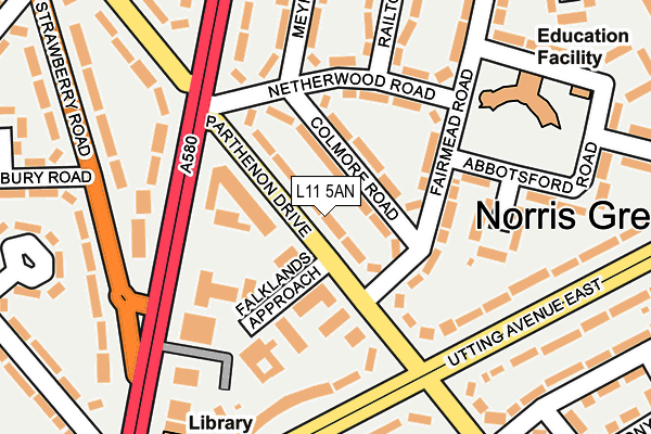L11 5AN map - OS OpenMap – Local (Ordnance Survey)