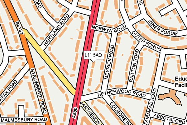L11 5AQ map - OS OpenMap – Local (Ordnance Survey)