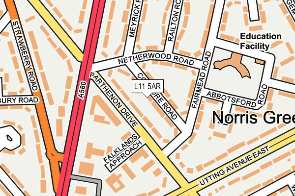 L11 5AR map - OS OpenMap – Local (Ordnance Survey)
