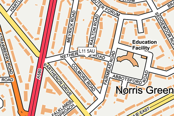 L11 5AU map - OS OpenMap – Local (Ordnance Survey)