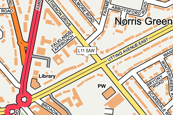 L11 5AW map - OS OpenMap – Local (Ordnance Survey)