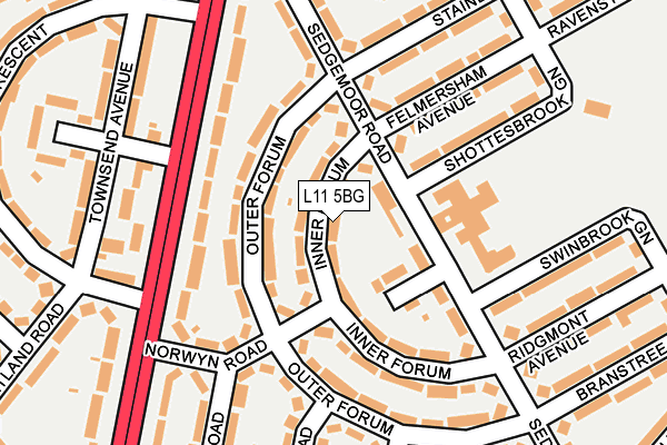 L11 5BG map - OS OpenMap – Local (Ordnance Survey)