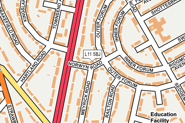 L11 5BJ map - OS OpenMap – Local (Ordnance Survey)