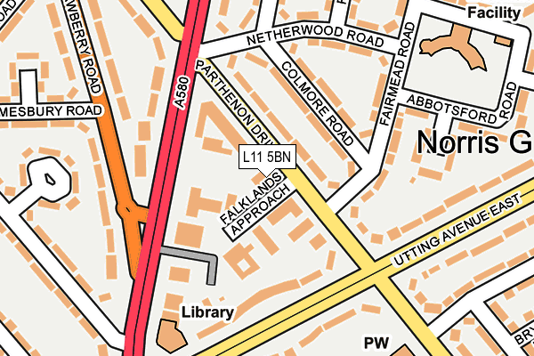 L11 5BN map - OS OpenMap – Local (Ordnance Survey)