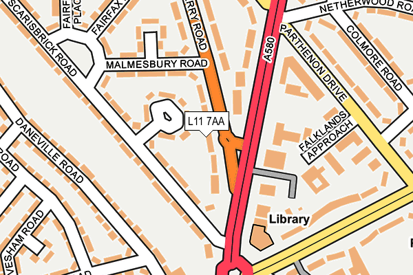 L11 7AA map - OS OpenMap – Local (Ordnance Survey)