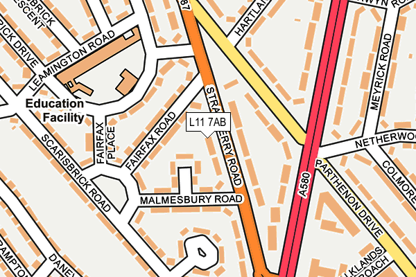 L11 7AB map - OS OpenMap – Local (Ordnance Survey)