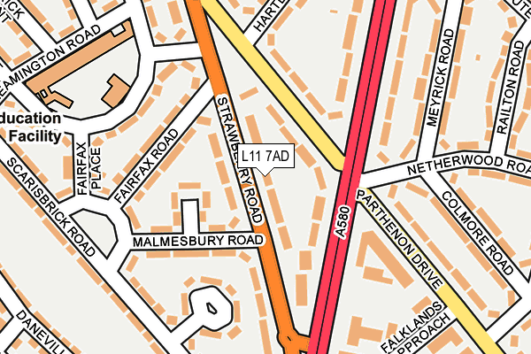 L11 7AD map - OS OpenMap – Local (Ordnance Survey)