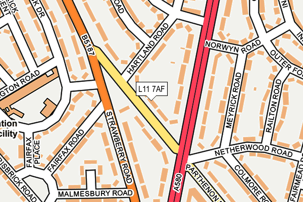 L11 7AF map - OS OpenMap – Local (Ordnance Survey)