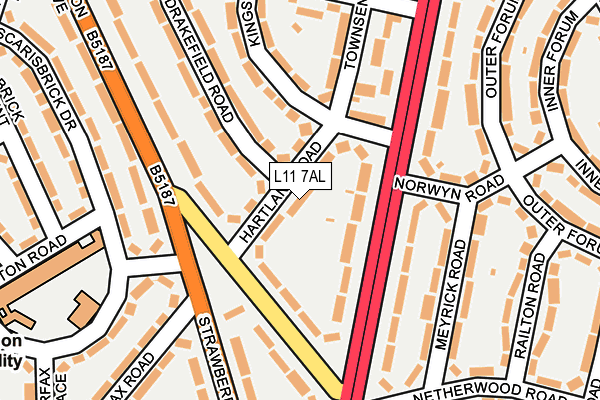L11 7AL map - OS OpenMap – Local (Ordnance Survey)