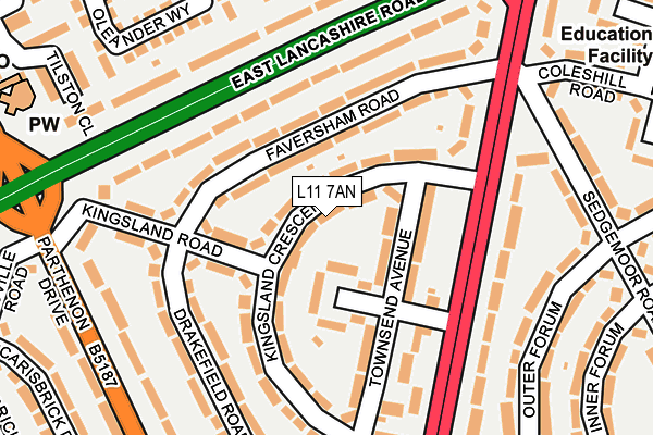 L11 7AN map - OS OpenMap – Local (Ordnance Survey)