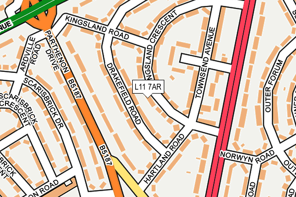 L11 7AR map - OS OpenMap – Local (Ordnance Survey)