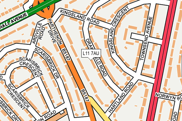 L11 7AU map - OS OpenMap – Local (Ordnance Survey)