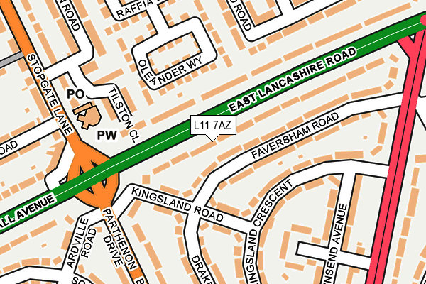 L11 7AZ map - OS OpenMap – Local (Ordnance Survey)