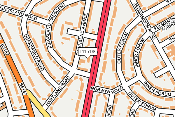 L11 7DS map - OS OpenMap – Local (Ordnance Survey)
