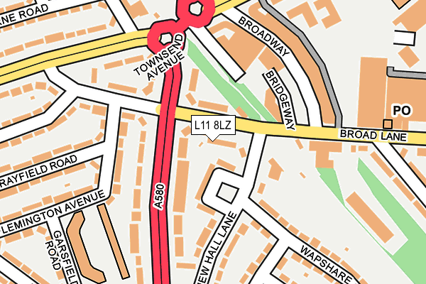 L11 8LZ map - OS OpenMap – Local (Ordnance Survey)