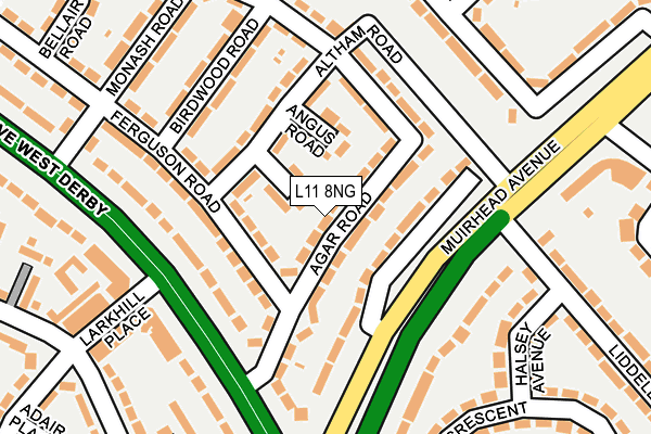 L11 8NG map - OS OpenMap – Local (Ordnance Survey)