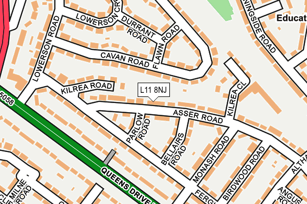 L11 8NJ map - OS OpenMap – Local (Ordnance Survey)