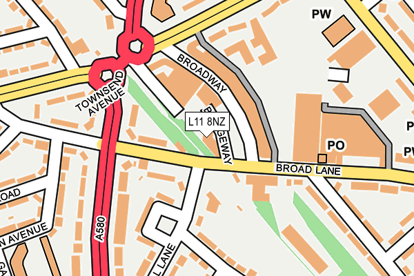 L11 8NZ map - OS OpenMap – Local (Ordnance Survey)