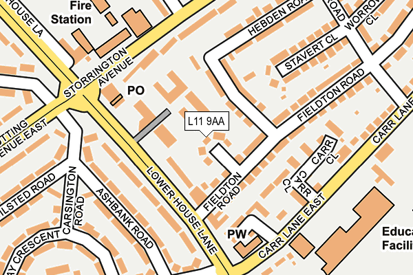 L11 9AA map - OS OpenMap – Local (Ordnance Survey)
