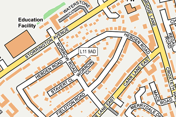 L11 9AD map - OS OpenMap – Local (Ordnance Survey)