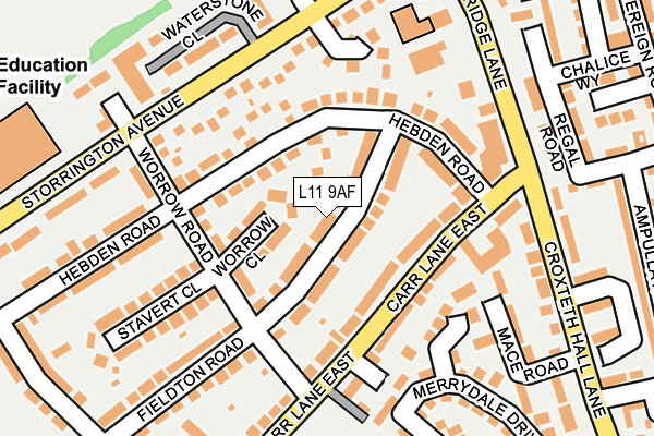 L11 9AF map - OS OpenMap – Local (Ordnance Survey)