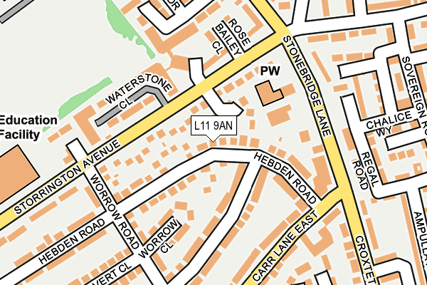 L11 9AN map - OS OpenMap – Local (Ordnance Survey)