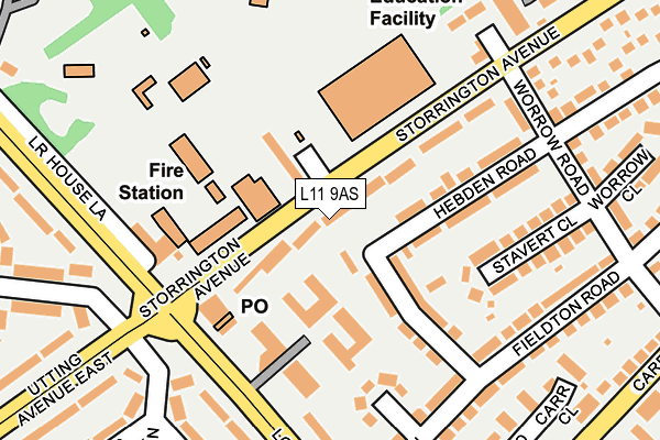 L11 9AS map - OS OpenMap – Local (Ordnance Survey)