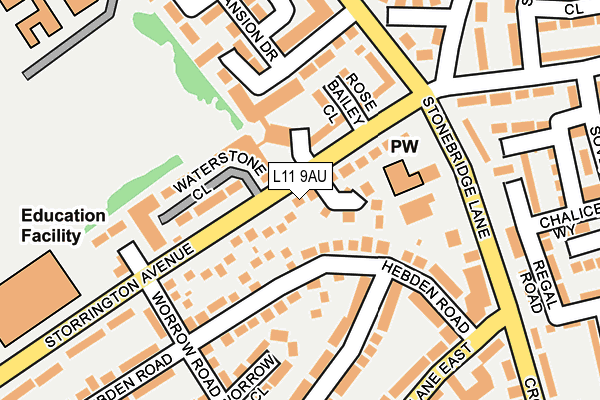 L11 9AU map - OS OpenMap – Local (Ordnance Survey)