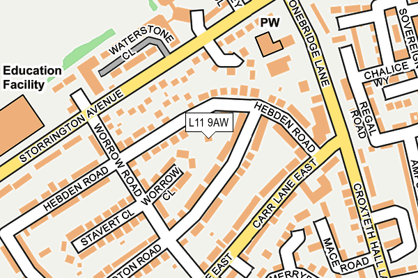 L11 9AW map - OS OpenMap – Local (Ordnance Survey)