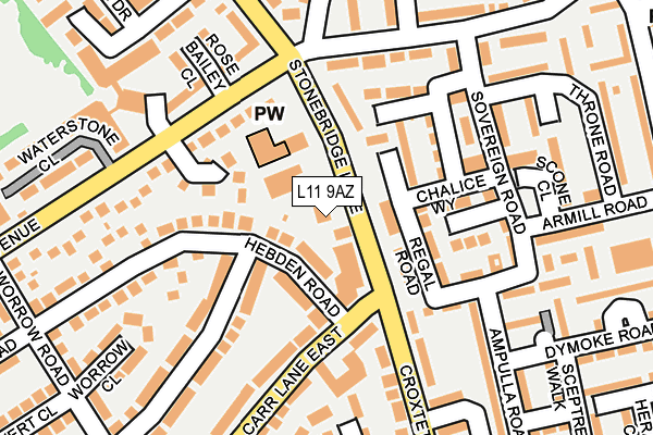 L11 9AZ map - OS OpenMap – Local (Ordnance Survey)