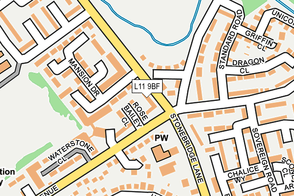 L11 9BF map - OS OpenMap – Local (Ordnance Survey)