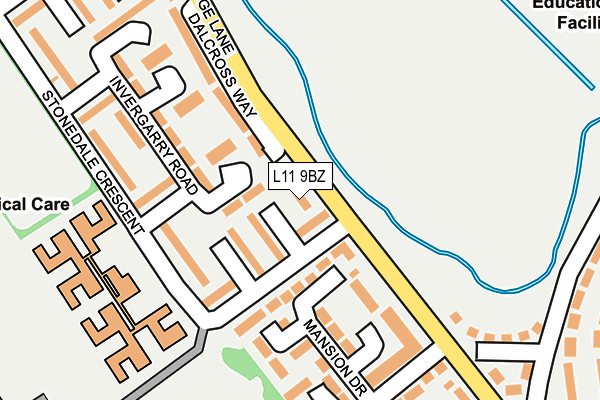 L11 9BZ map - OS OpenMap – Local (Ordnance Survey)
