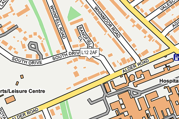 L12 2AF map - OS OpenMap – Local (Ordnance Survey)