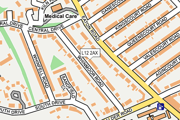 L12 2AX map - OS OpenMap – Local (Ordnance Survey)