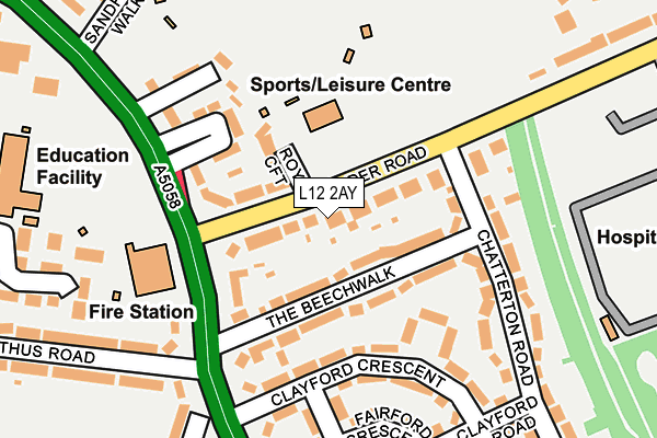 L12 2AY map - OS OpenMap – Local (Ordnance Survey)